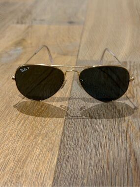 Ray-Ban Aviator Large Metal Polarized Sunglasses Gold 58